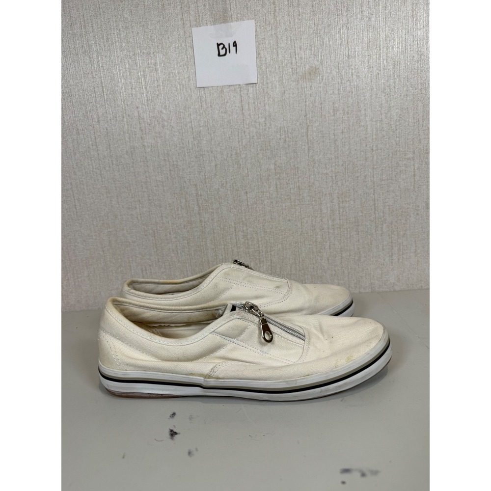 New Basic Editions‎ Cotton White Canvas Women Size 7.5 zip up